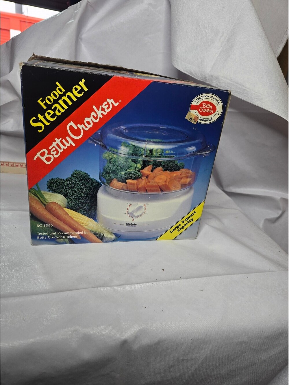 Betty Crocker BC-1590 Electric Food Steamer 3-Qt 2-Tier Cooker Open Box Unused